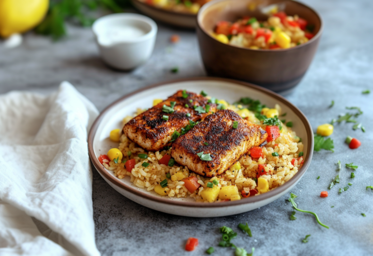 Blackened Catfish With Cajun Rice