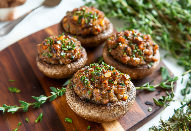 Sausage and Spinach Stuffed Mushrooms