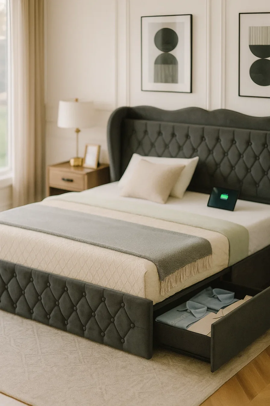 King Size Bed Frame with Storage Drawers